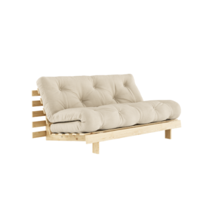 KARUP DESIGN Světle béžová rozkládací pohovka ROOTS s konstrukcí ze světlého dřeva 160x200 cm